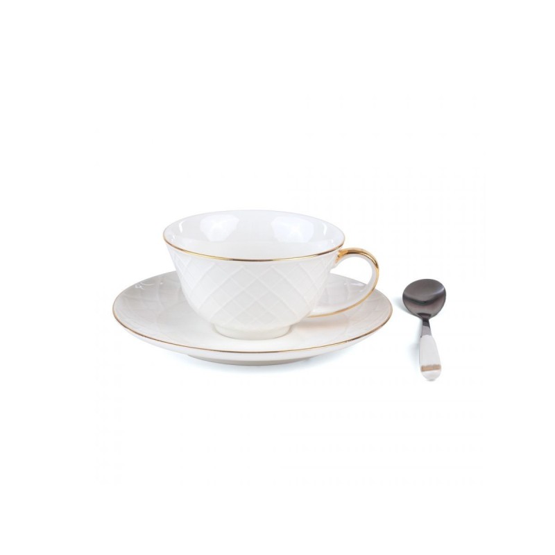 SELETTI Guiltless porcelain tea cup with plate and teaspoon - Giunone