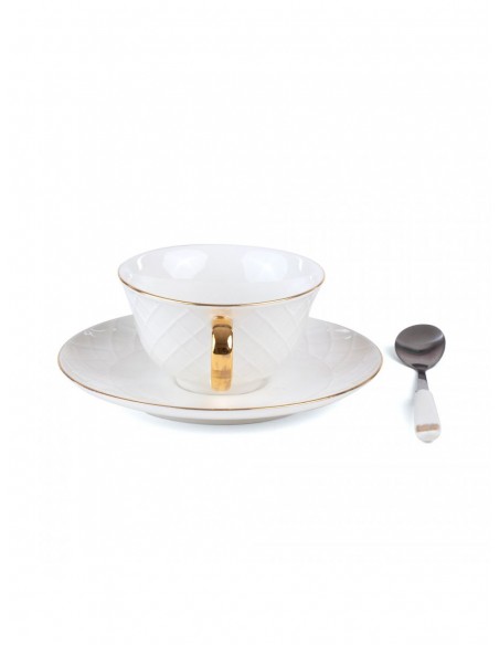 SELETTI Guiltless porcelain tea cup with plate and teaspoon - Giunone