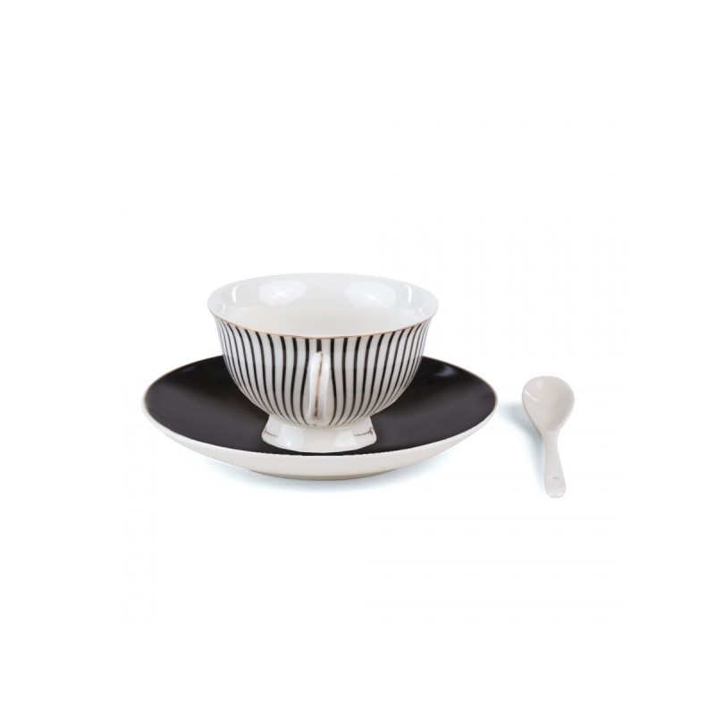 SELETTI Guiltless porcelain tea cup with plate and teaspoon - Cerere