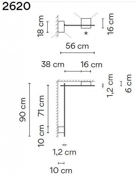 Vibia Structural 2X Extended 56X87 wall lamp