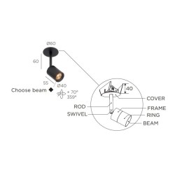 Trizo Audette R6C with honeycomb ceiling lamp