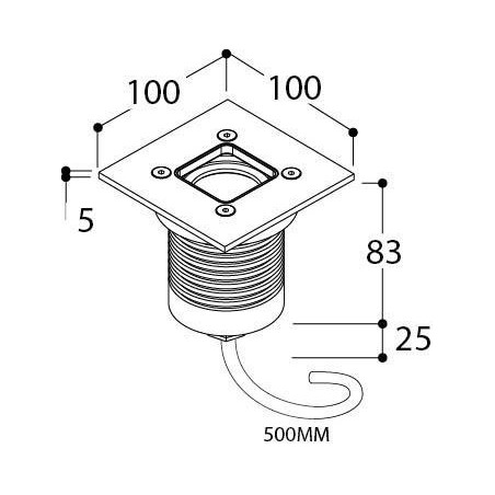 TAL MINI UBO SQUARE LUXEON M WC 180° recessed spot