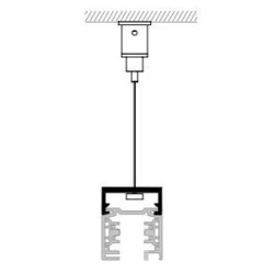 TAL SURFACE TRACK 3F - PENDANT CLIP + SUSP STEEL WIRE 6.2m 