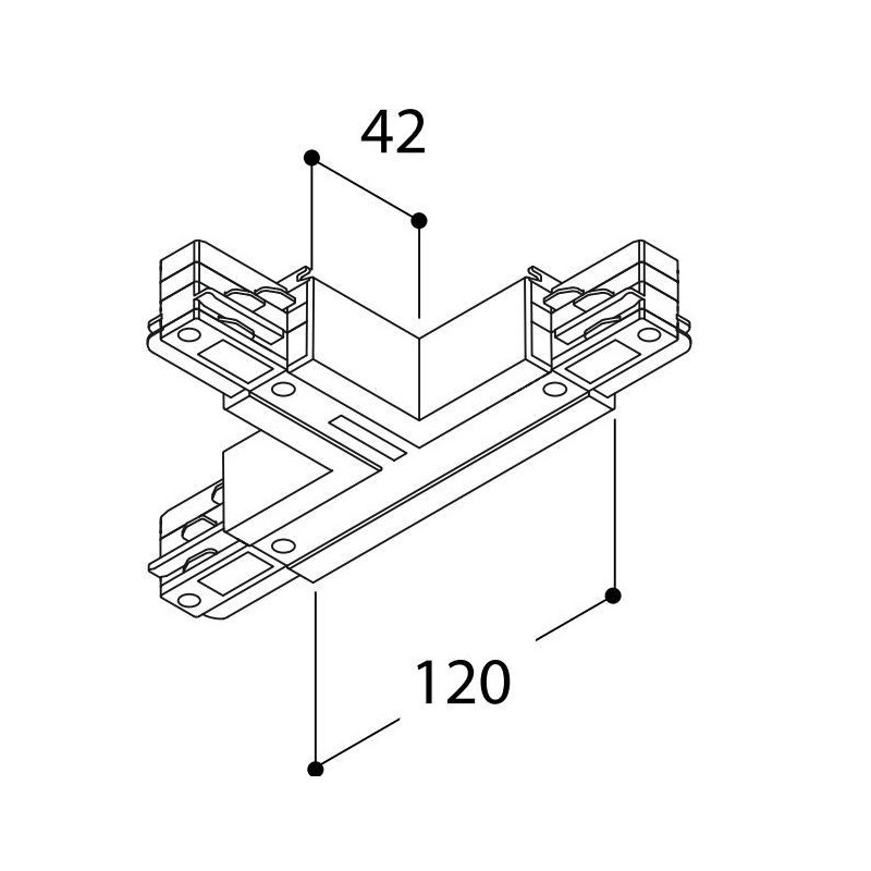 TAL LIGHTING SURFACE TRACK 3F - T COUPLER EARTH OUTSIDE + RIGHT