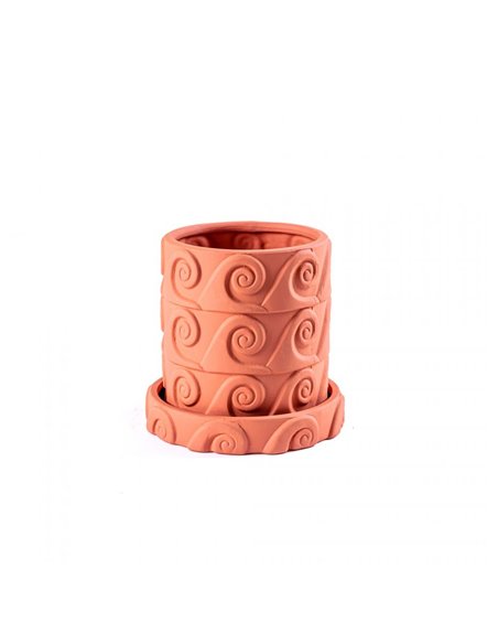 Seletti Magna Graecia Terracotta Vase With Saucer - Onda