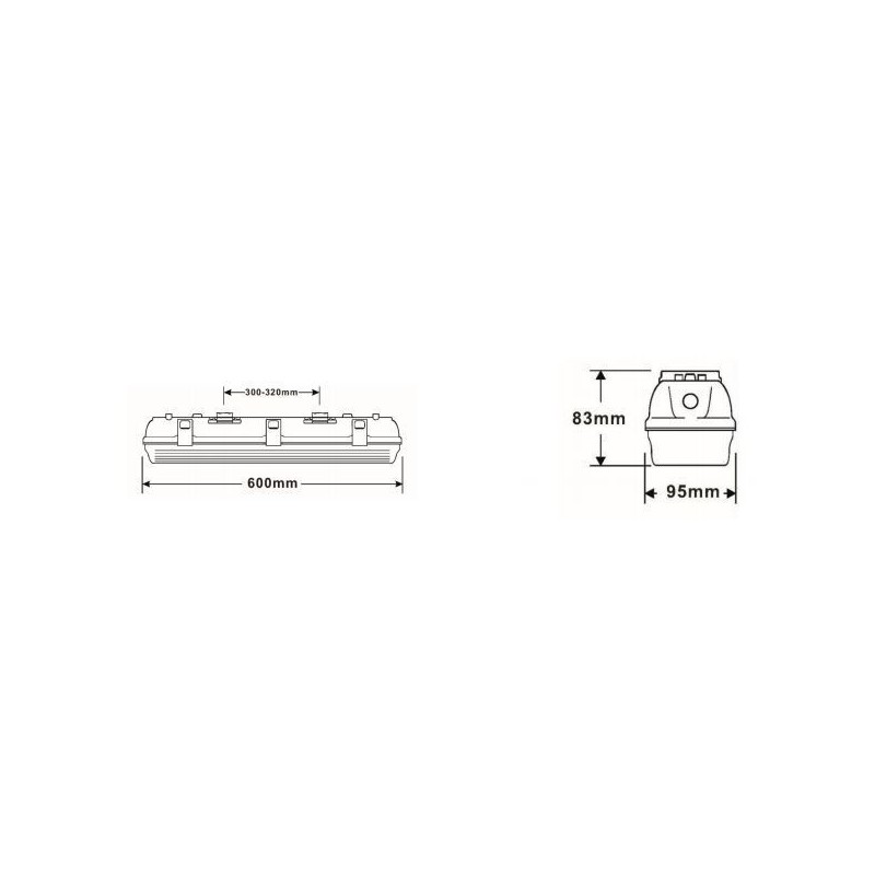Integratech HWDP 0,6m IP66 5x2,5mm² Deckenlampe