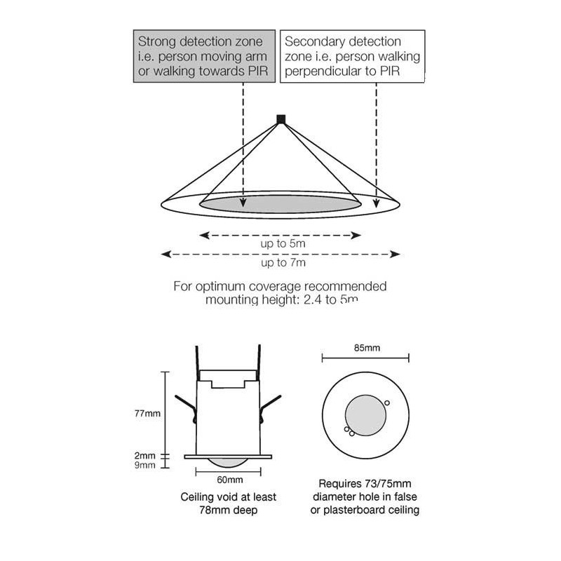 Integratech PIR inbouw IP20 wide beam Integraconnect Deckenlampe
