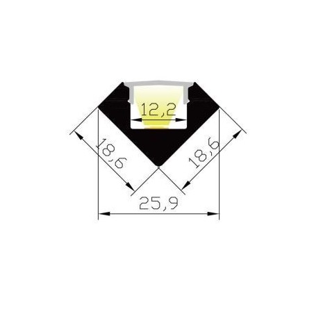 Integratech Profile 45 2m Transparant cover incl. accessories