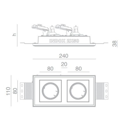 BRICK IN THE WALL Indox 2x50 Mini IP20 LED WARMDIM