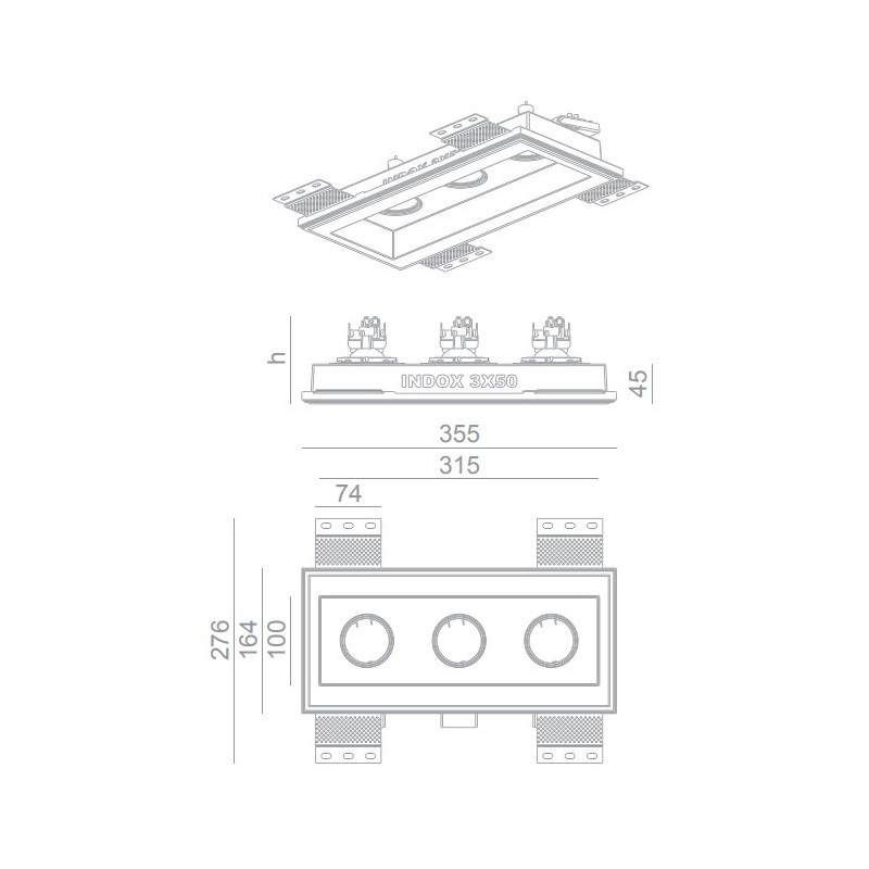 BRICK IN THE WALL Indox 3x50 IP20 LED 500 lm WARMDIM