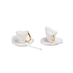 SELETTI MELTDOWN Coffee set 2 x coffee cup 2x saucer 2x spoon