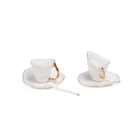SELETTI MELTDOWN Coffee set 2 x coffee cup 2x saucer 2x spoon