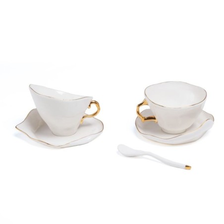 SELETTI MELTDOWN Tea set 2 teacups 2 saucers 2 teaspoons