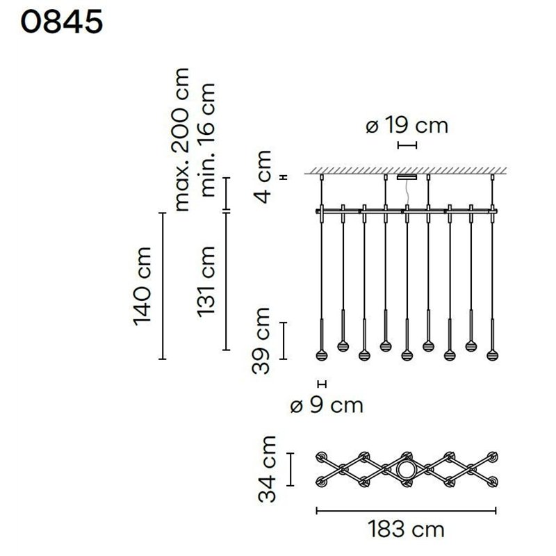 Vibia Algorithm 14X Double Lineal suspension lamp