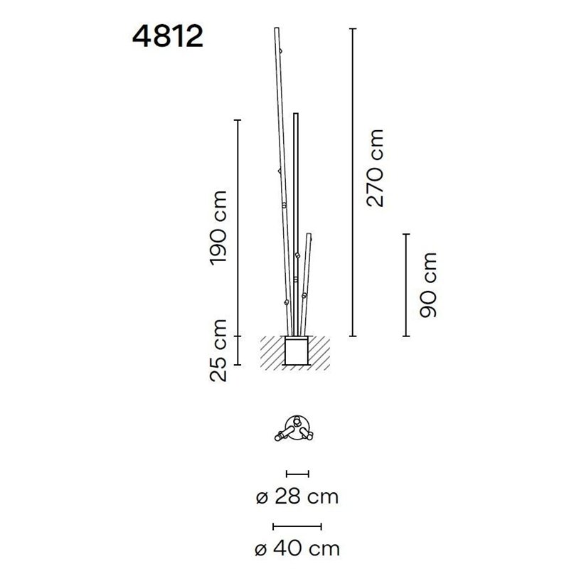 Vibia Bamboo Triple 270 Recessed garden lamp