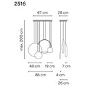 Vibia Cosmos 4X+2X suspension lamp