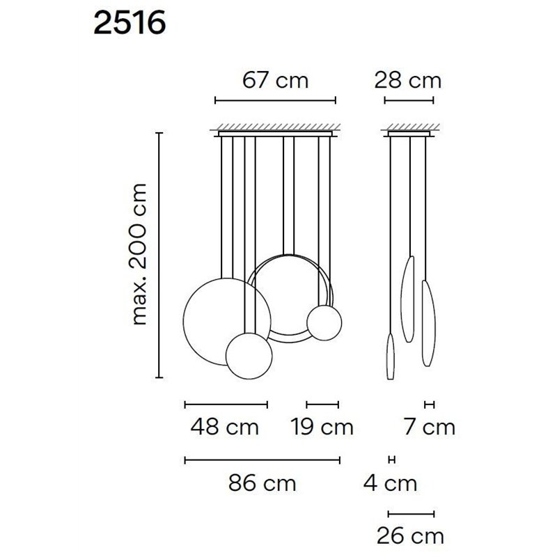 Vibia Cosmos 4X+2X suspension lamp