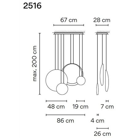 Vibia Cosmos 4X+2X suspension lamp
