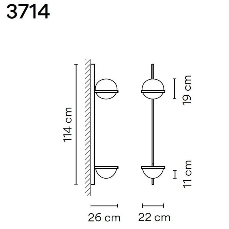 Vibia Palma Vertical 2X 114 wall lamp