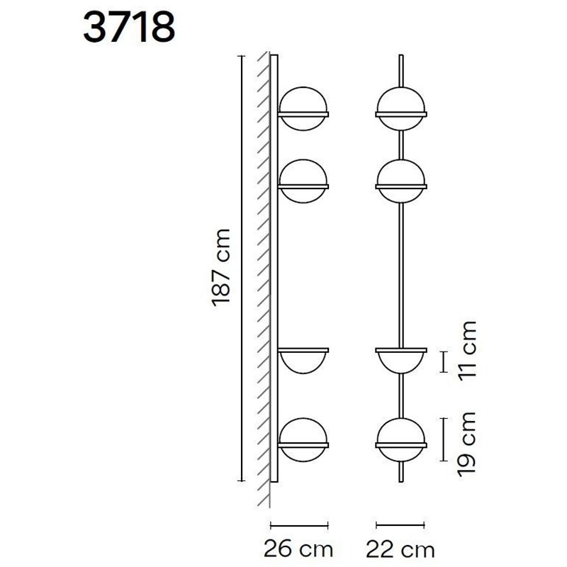 Vibia Palma Vertical 6X 187 wall lamp