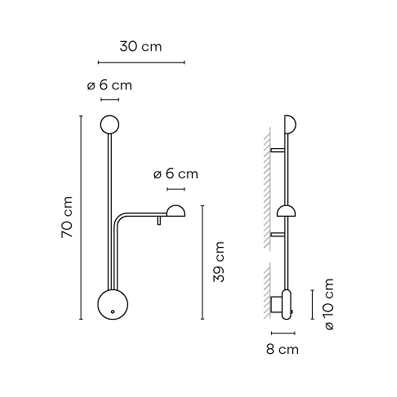 Vibia Pin 2X Right - 1686 Wandlampe