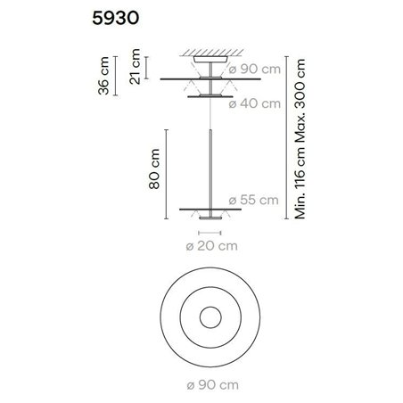 Vibia Flat 3X 90 Extended suspension lamp