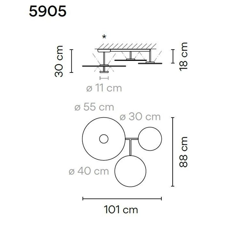 Vibia Flat 4X 101 ceiling lamp