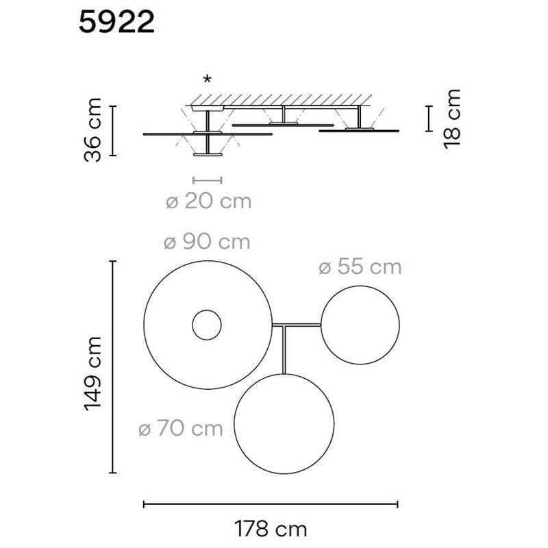 Vibia Flat 4X 178 ceiling lamp