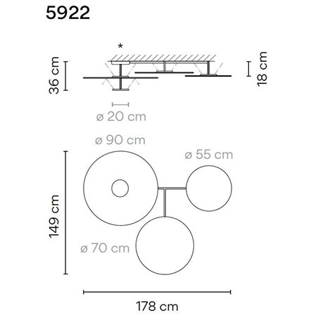 Vibia Flat 4X 178 ceiling lamp