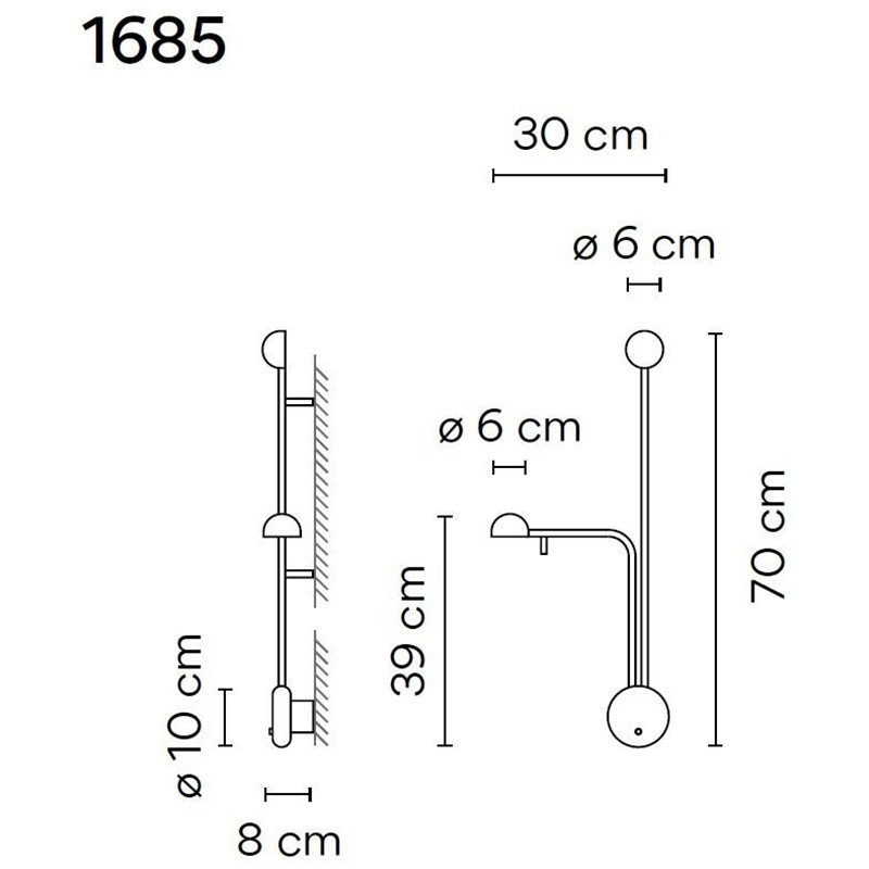 Vibia Pin 2X Left wall lamp