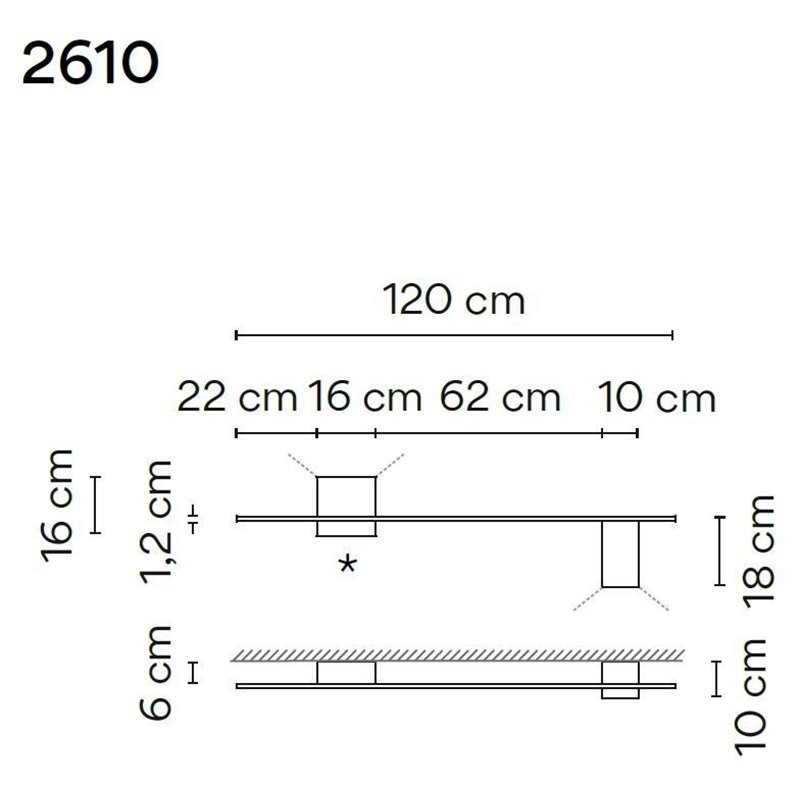 Vibia Structural 2X Extended 120 wall lamp