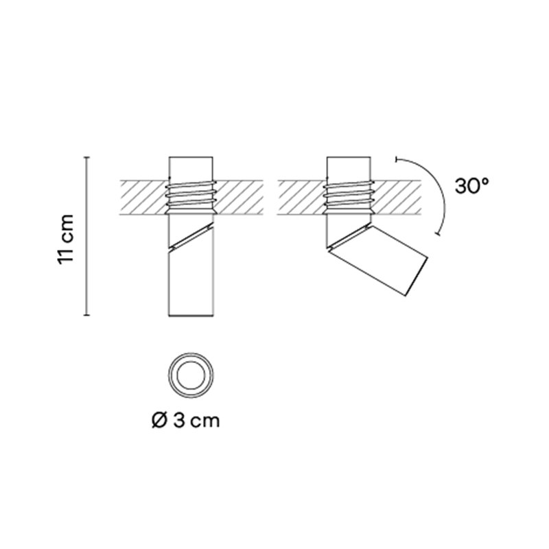 Vibia Bind solo Spotlight Ø 3 cm x 11 cm Medium - 6624 Einbauspot