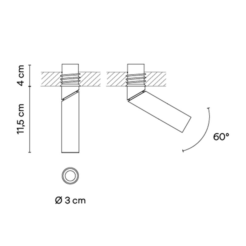 Vibia Bind solo Spotlight Ø 3 cm x 11,5 cm Narrow - 6640 Einbauspot