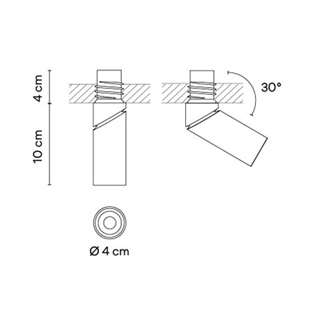 Vibia Bind solo Spotlight Ø 4 cm x 10 cm Narrow - 6670 recessed spot