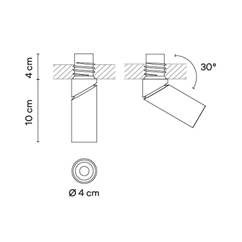 Vibia Bind solo Spotlight Ø 4 cm x 10 cm Medium - 6674 Einbauspot
