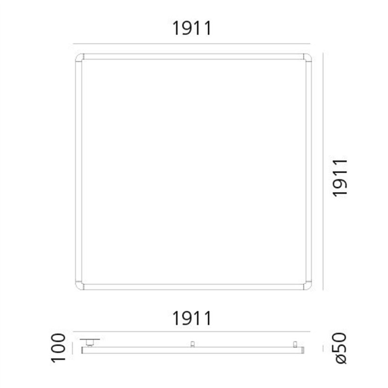Artemide Alphabet Of Light Square 180 Semi-Recessed Ceiling lamp / Wall lamp