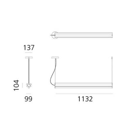 Artemide Dreispitz - 3 Diffused Emission - 120 - Horizontal  suspension lamp