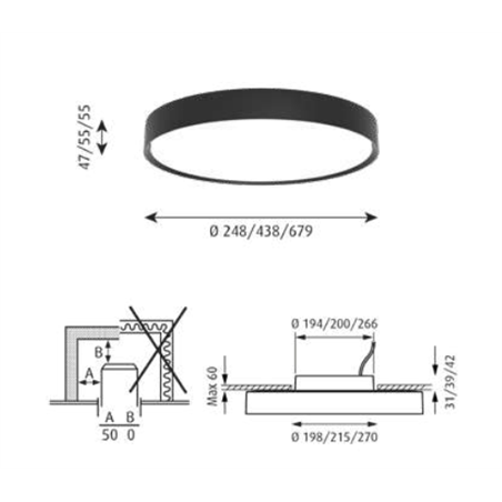 Louis Poulsen Lp Slim Round Semi Recessed ⌀680 Ceiling Lamp