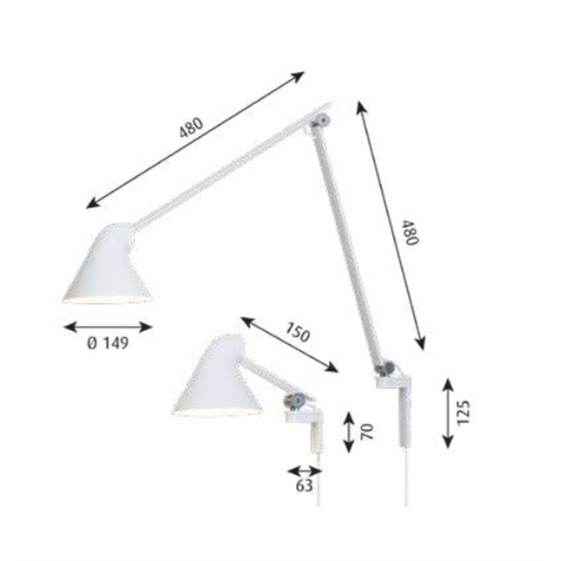 Louis Poulsen Njp Wall kurzer Arm Mit Kabel / Ohne Wandbox Wandleuchte