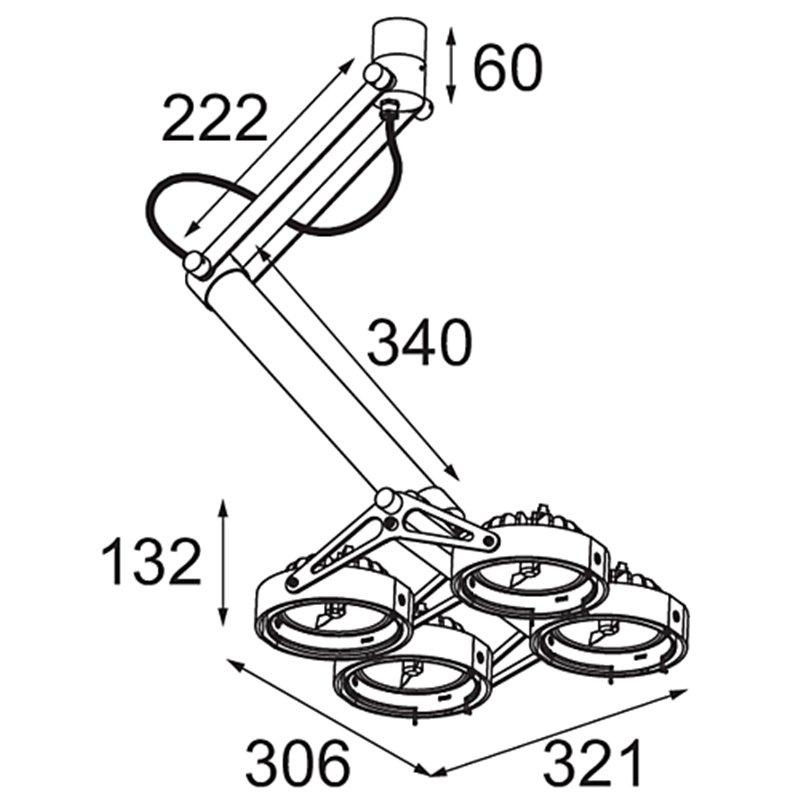 Modular Nomad Adjustable 4x LED AR111 Deckenlampe