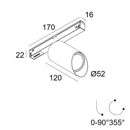Delta Light M26L - Spy 52 Wallwash DIM5 Track lighting fixture