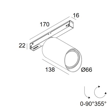 Delta Light M26L - Spy 66 Wallwash DIM5 Track lighting fixture