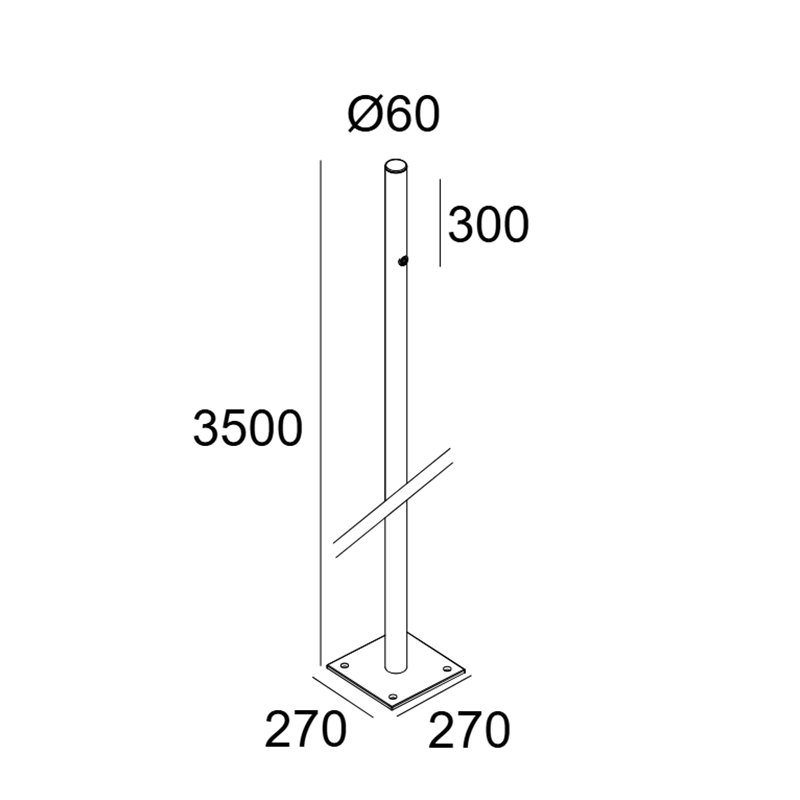 Delta Light POLE 60 3,5M - 1 BASE
