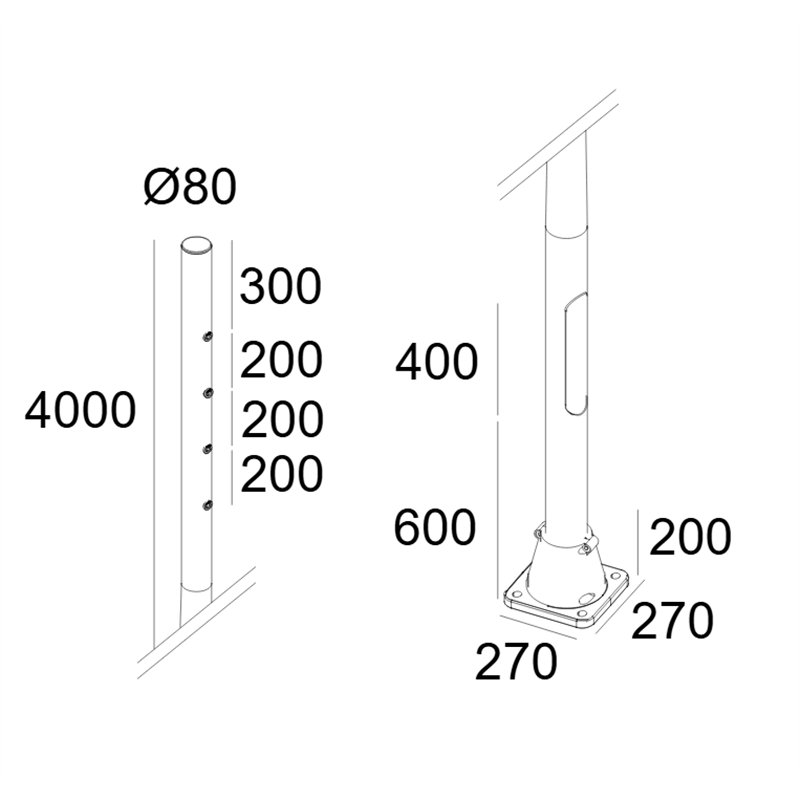 Delta Light POLE 80 4M - 4 BASE