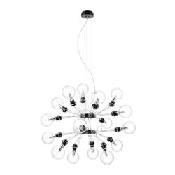 Lumina Matrix Doppia suspension lamp with 16 individual lights, dimmable and compatible with E27 bulbs.