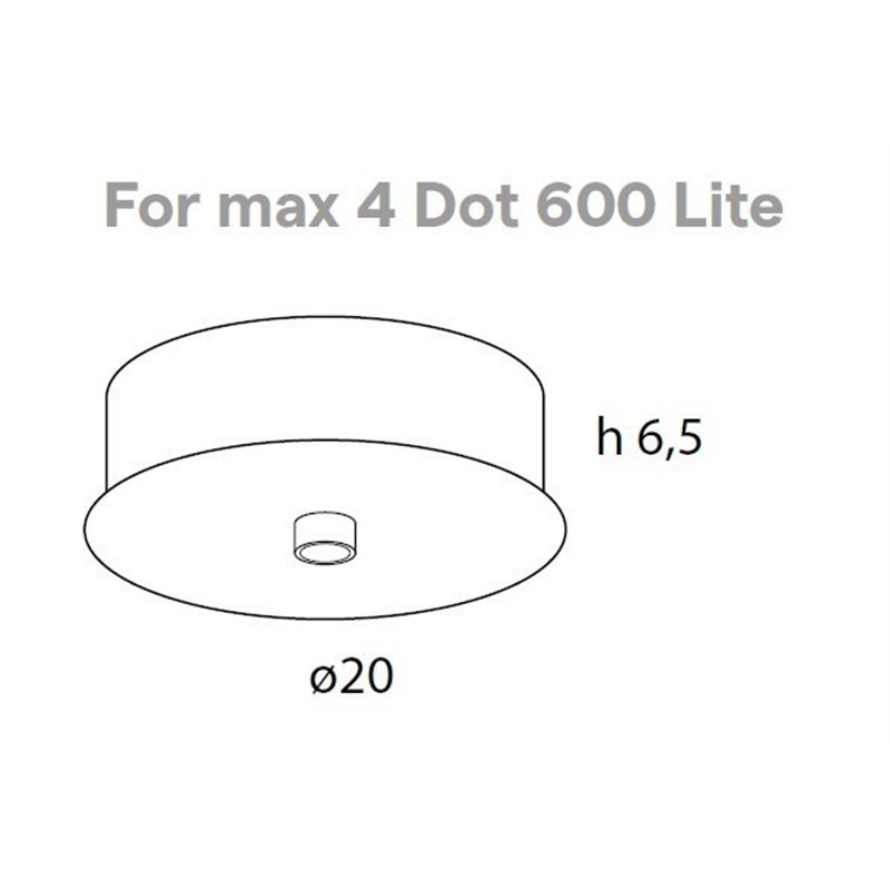 Lumina Dot Lite Rose Deckenrosette für eine elegante Montage von bis zu vier Dot 600 Lite Lampen.