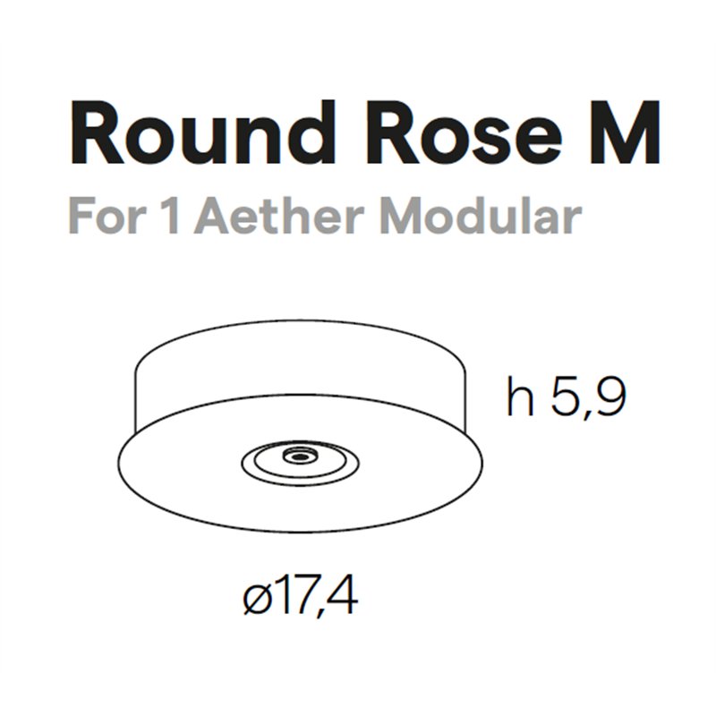 Lumina Aether Round Rose (x1) – Deckenrosette für eine Lampe, Ø17,5 cm, Höhe 5 cm.