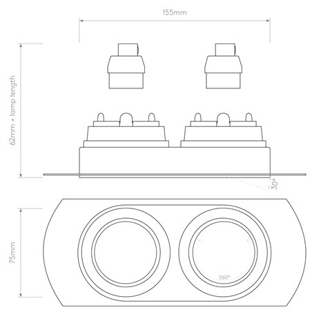 Astro Trimless Round Twin Adjustable | Recessed spot