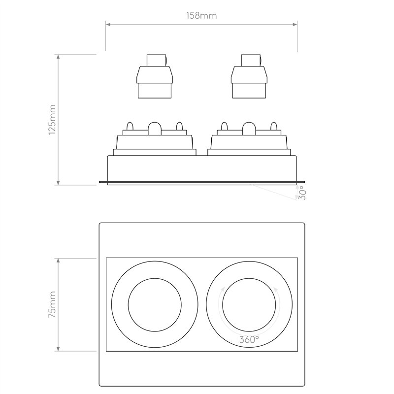 Astro Trimless Square Twin Adjustable | Einbauspot