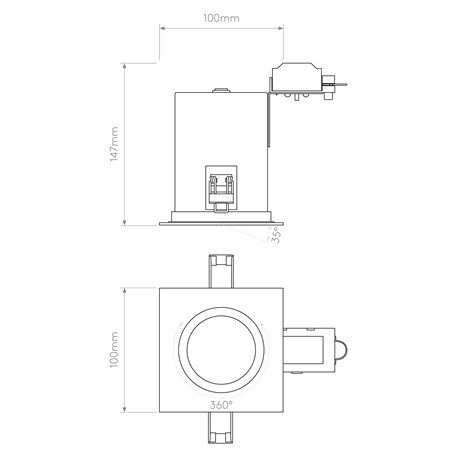 Astro Taro Square Adjustable Fire-Rated | Recessed spot